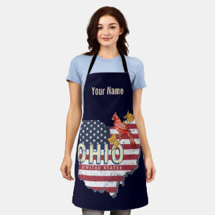 Ohio State United States Retro Map Vintage USA Apron