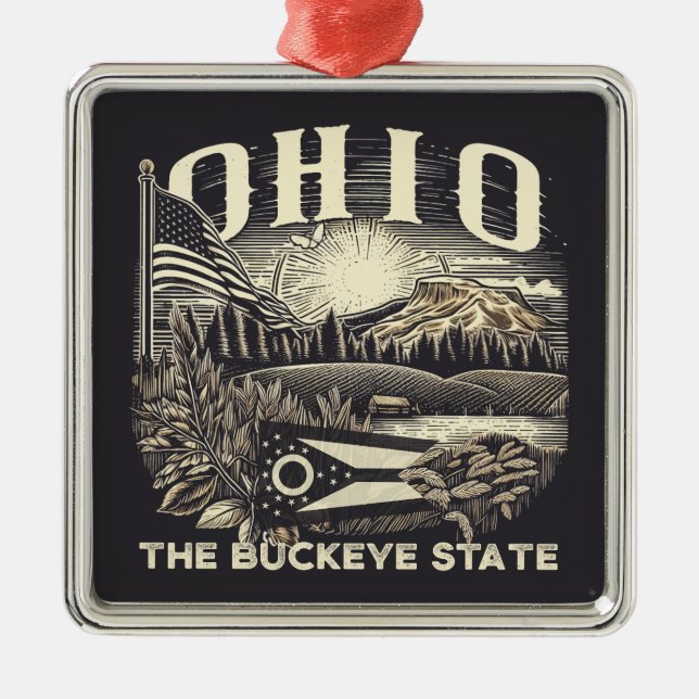 Ohio The Buckeye State Metal Ornament (Front)