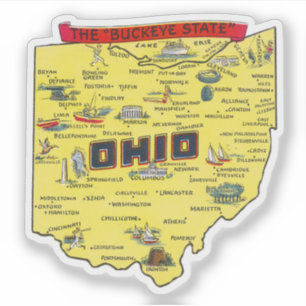 Ohio The Buckeye State vintage Map