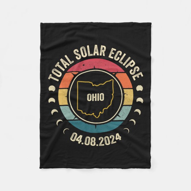 Ohio Total Solar Eclipse 2024 American Totality Ap Fleece Blanket (Front)