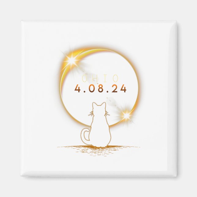 Ohio Total Solar Eclipse 2024 Cat Solar Eclipse 1  Magnet (Front)