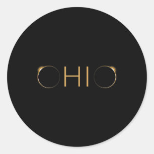 Ohio Total Solar Eclipse 2024 Moon Covering The Su Classic Round Sticker