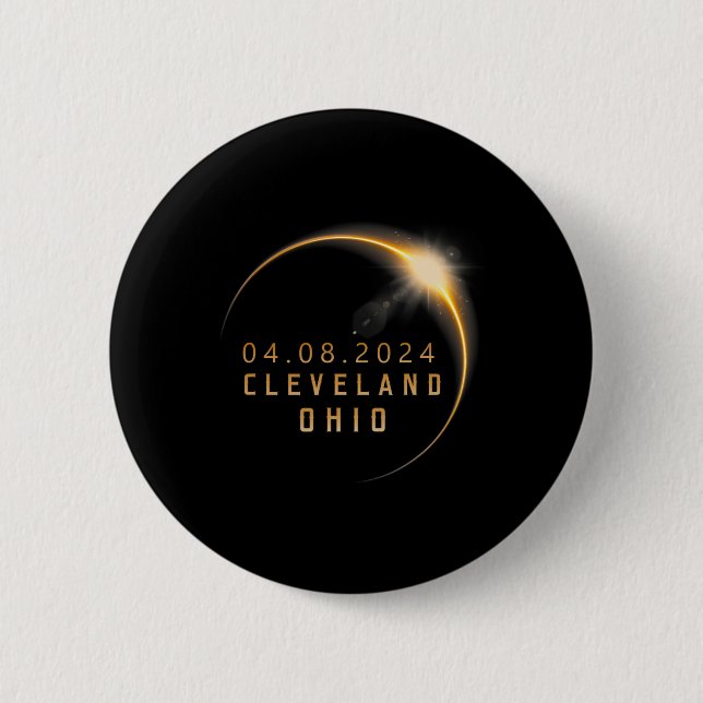 Ohio Total Solar Eclipse 2024 - Ohio Solar Eclipse 6 Cm Round Badge (Front)