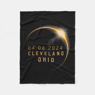 Ohio Total Solar Eclipse 2024 - Ohio Solar Eclipse Fleece Blanket