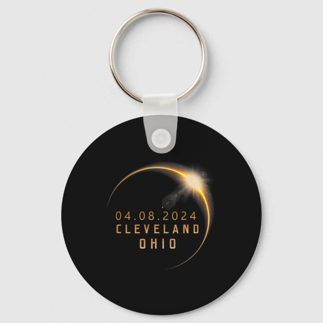 Ohio Total Solar Eclipse 2024 - Ohio Solar Eclipse Key Ring (Front)