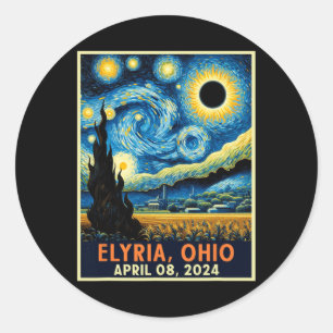 Ohio Total Solar Eclipse 2024 Starry Night Van Gog Classic Round Sticker