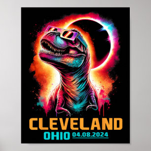 Ohio Total Solar Eclipse 2024 T Rex Dinosaur  Poster
