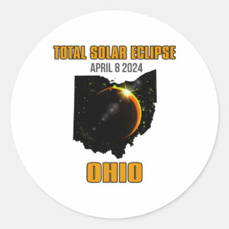 Ohio Total Solar Eclipse April 08 2024  Classic Round Sticker