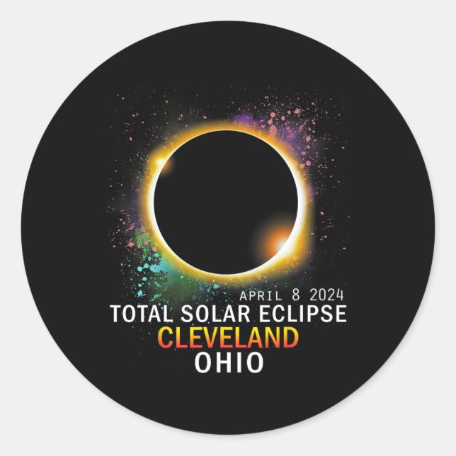 Ohio Total Solar Eclipse April 8 2024  Classic Round Sticker (Front)