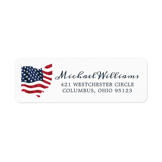 Ohio United States Flag Return Address Label (Front)