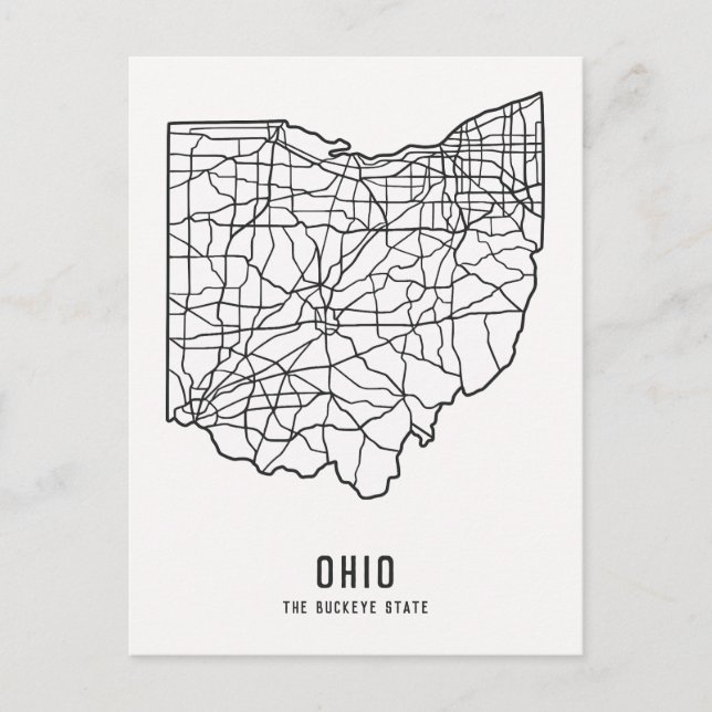 Ohio US State road map - Buckeye State map Postcard (Front)