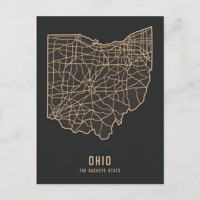 Ohio US State road map - Buckeye State map Postcard (Front)