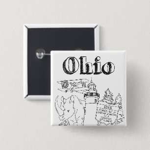 Ohio Vacation Drawing Vacation Art Travelling Desi 15 Cm Square Badge
