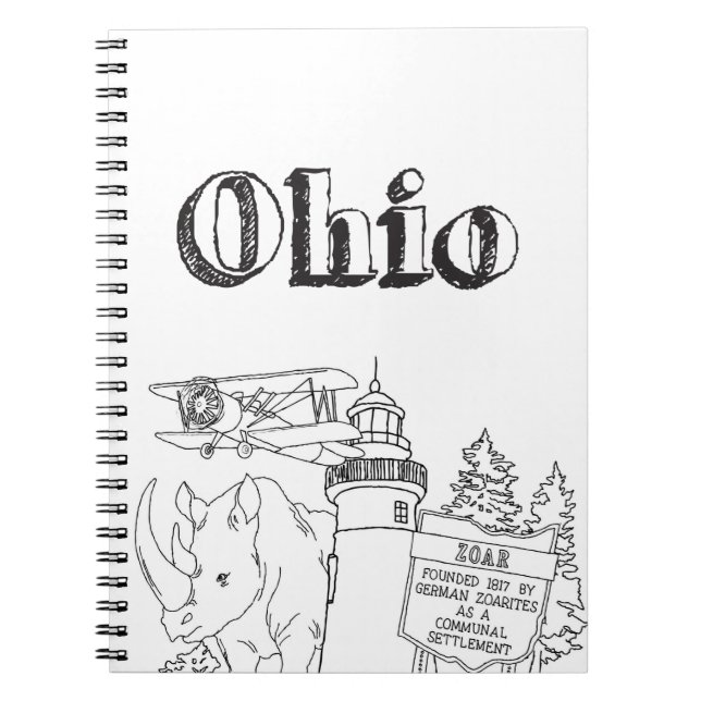 Ohio Vacation Drawing Vacation Art Travelling Desi Notebook (Front)