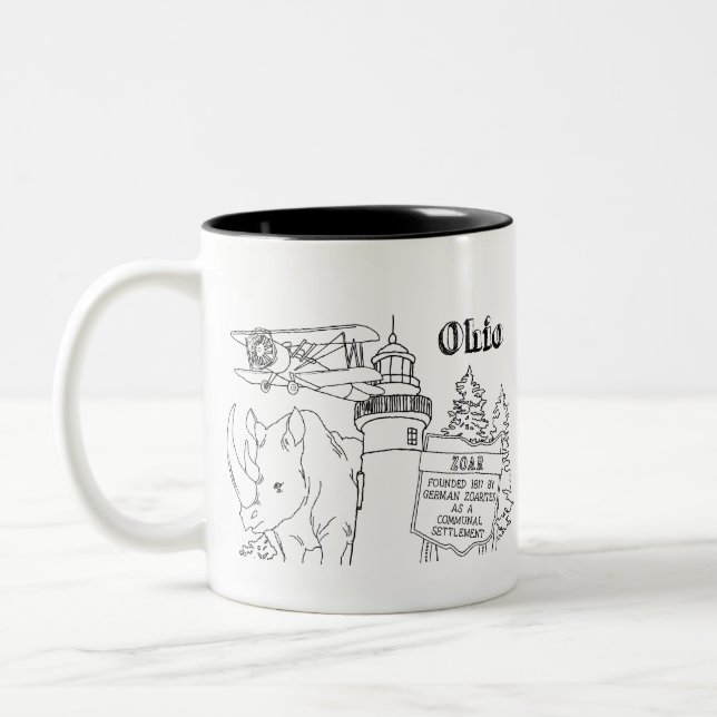 Ohio Vacation Drawing Vacation Art Travelling Desi Two-Tone Coffee Mug (Left)