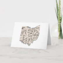 Ohio Vintage Picture Map Large Greeting