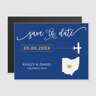 Ohio Wedding Save the Date Card, Map Magnetic Invitation