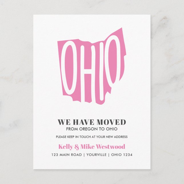 OHIO We've moved New address New Home  Postcard (Front)