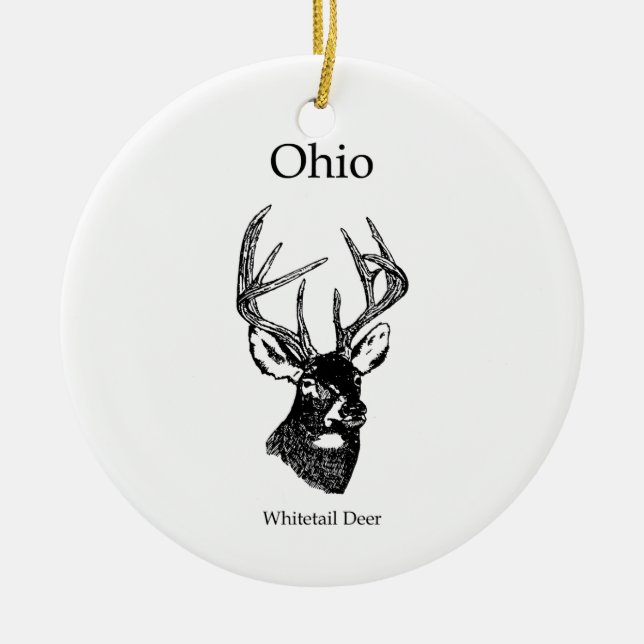 Ohio White Tail Deer Ceramic Tree Decoration (Front)