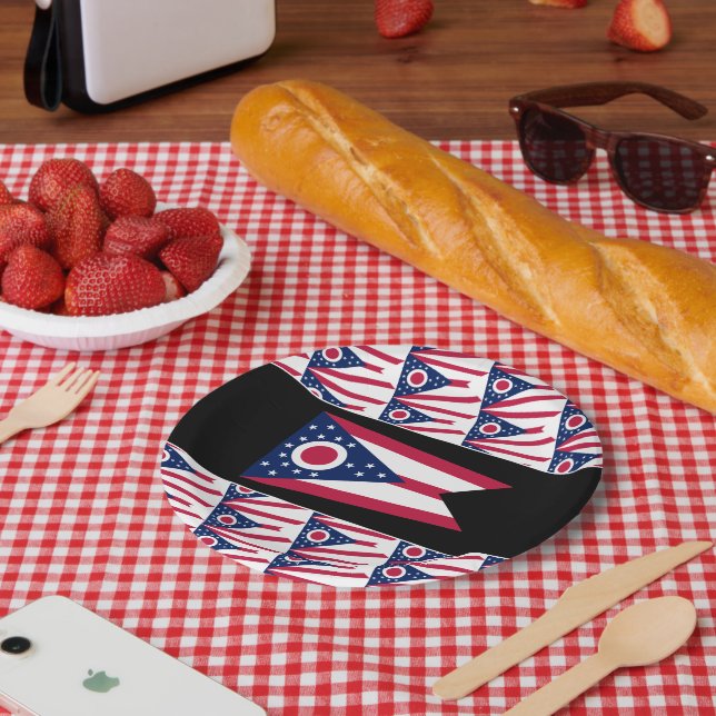 Ohioan Flag, Flag of Ohio Paper Plate (Picnic)