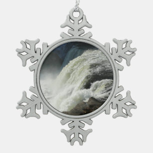 Ohiopyle Falls in Pennsylvania Snowflake Pewter Christmas Ornament