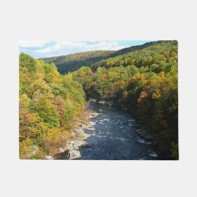 Ohiopyle River in Fall I Pennsylvania Autumn Doormat (Front)