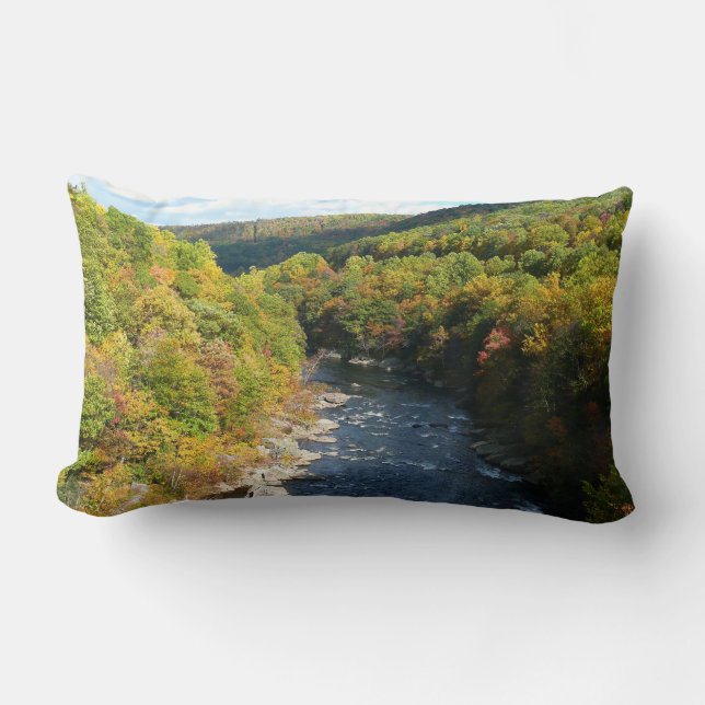 Ohiopyle River in Fall I Pennsylvania Autumn Lumbar Cushion (Front)