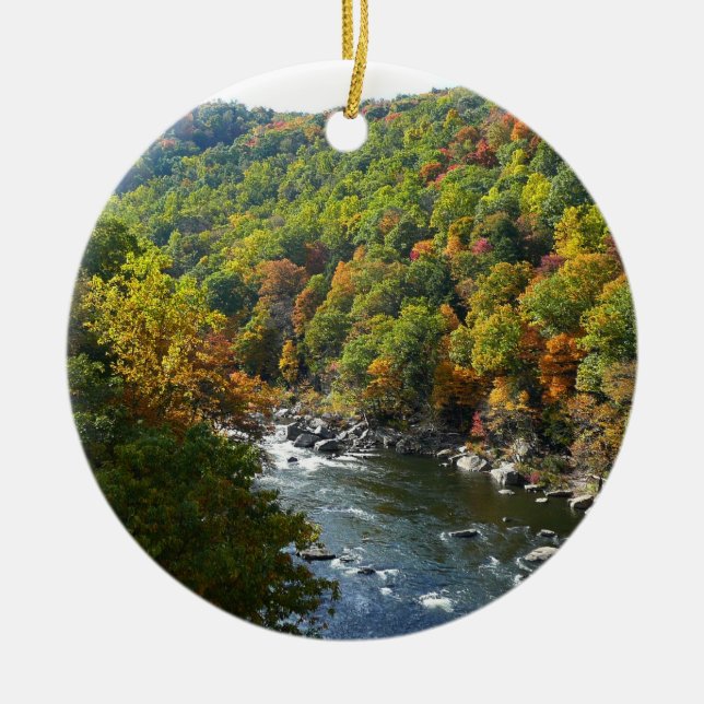 Ohiopyle River in Fall II Pennsylvania Autumn Ceramic Ornament (Front)