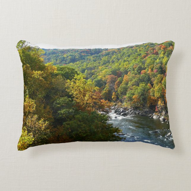 Ohiopyle River in Fall II Pennsylvania Autumn Decorative Cushion (Front)