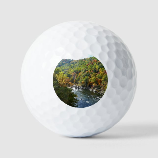 Ohiopyle River in Fall II Pennsylvania Autumn Golf Balls (Front)