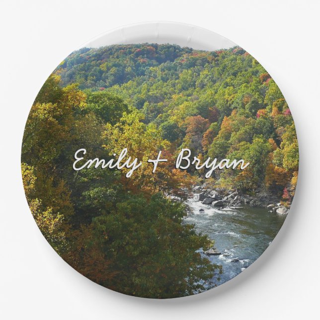 Ohiopyle River in Fall II Pennsylvania Autumn Paper Plate (Front)
