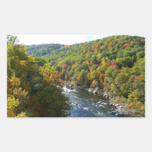 Ohiopyle River in Fall II Pennsylvania Autumn Rectangular Sticker