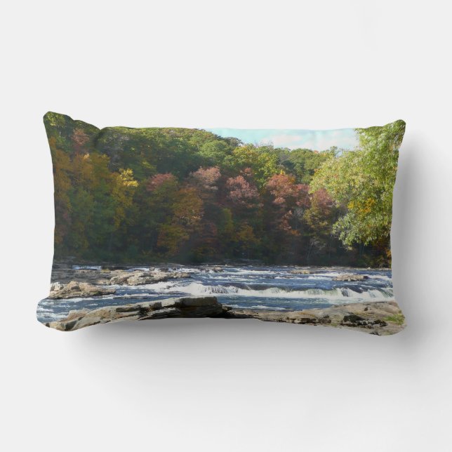 Ohiopyle River Rapids in Fall Pennsylvania Autumn Lumbar Cushion (Front)