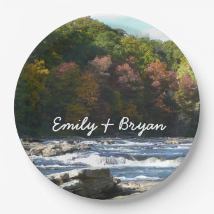 Ohiopyle River Rapids in Fall Pennsylvania Autumn Paper Plate