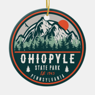 Ohiopyle State Park Pennsylvania Retro Sunset Ceramic Ornament