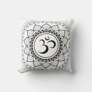Ohm Mandala Om Mandala White & Black Cushion