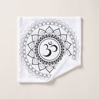 Ohm Mandala Om Mandala White & Black Wash Cloth