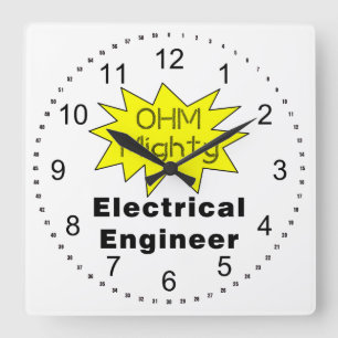 Ohm Mighty Electrical Engineer Square Wall Clock