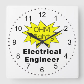 Ohm Mighty Electrical Engineer Square Wall Clock