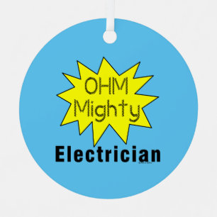Ohm Mighty Electrician Metal Tree Decoration