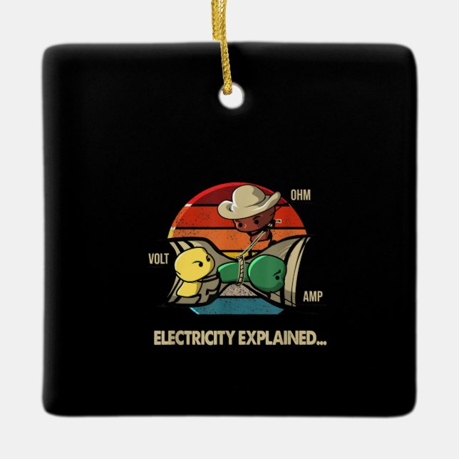 Ohm Volt Amp Electricity Explained  Electrician Ceramic Ornament (Front)