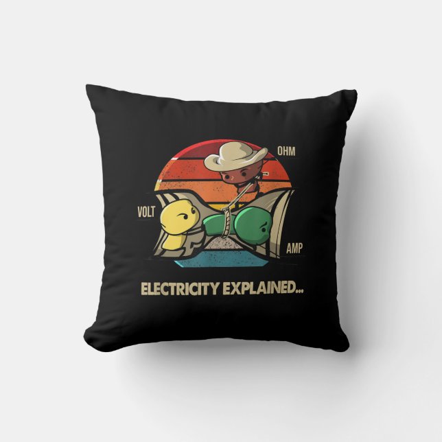 Ohm Volt Amp Electricity Explained  Electrician Cushion (Front)