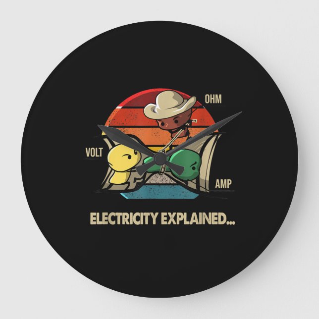 Ohm Volt Amp Electricity Explained  Electrician Large Clock (Front)