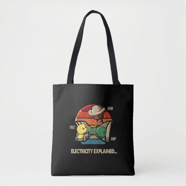 Ohm Volt Amp Electricity Explained  Electrician Tote Bag (Front)