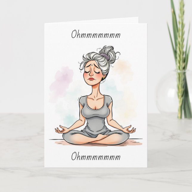 Ohm, Woman doing Yoga | Crazy World Card (Front)
