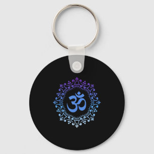 Ohm Yoga New Age Purple And Blue Mandala Sound Bat Key Ring