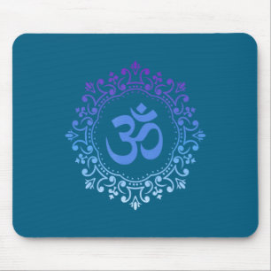 Ohm Yoga New Age Purple And Blue Mandala Sound Bat Mouse Pad