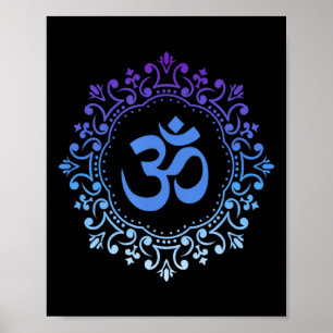 Ohm Yoga New Age Purple And Blue Mandala Sound Bat Poster