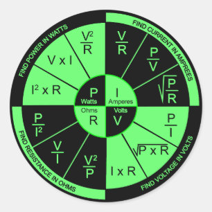Ohm's Law - Black and Green Classic Round Sticker