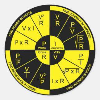 Ohm's Law - Black and Yellow Classic Round Sticker